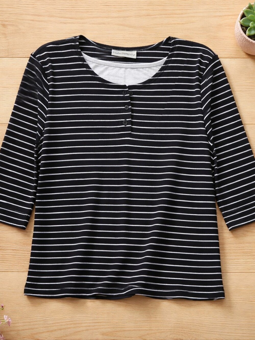 Cabin Creek Navy & White Striped Henley Top - Women